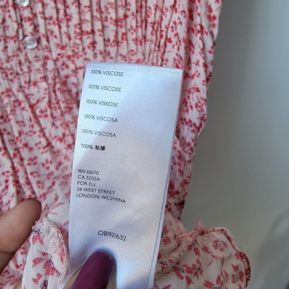 FREE PEOPLE One Fine Day Mini Dress Floral Swing Red Pink Coverup Size Medium - Picture 8 of 12